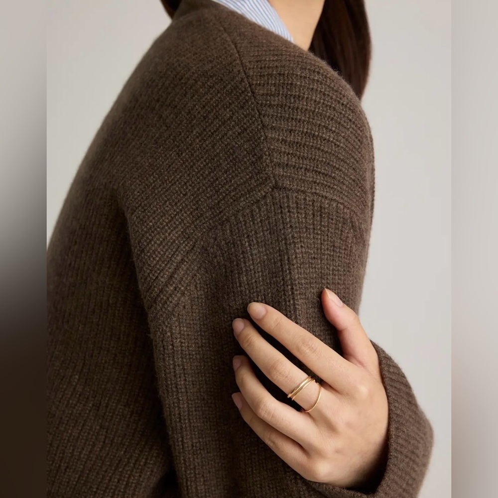 like new quince mongolian cashmere oversized boyfriend cardigan sweater brown XS - Picture 12 of 14